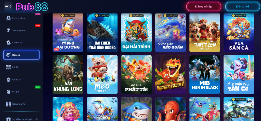 Đa dạng các game bắn cá thú vị diễn ra tại PUB88